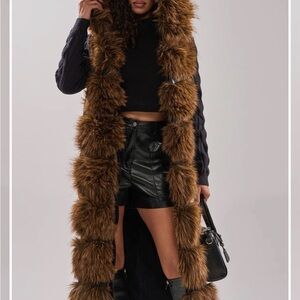 AKIRA Brown Faux Fur Trim Sweater